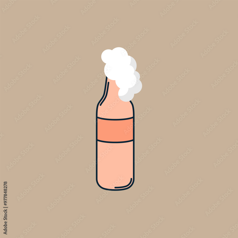 Poster bottle vector icon. drink with foam vector icon. vector icon of foamy beer in a bottle vector. glass