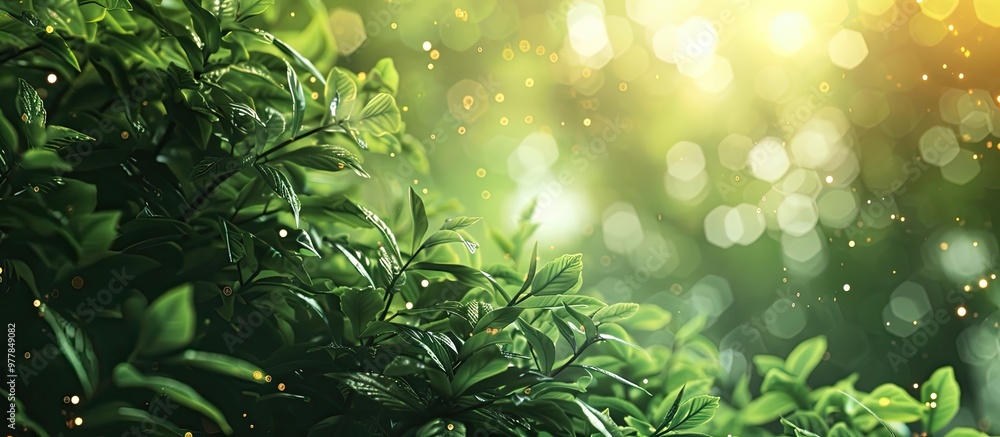 Poster fresh green nature bokeh blurred background. copy space image. place for adding text and design