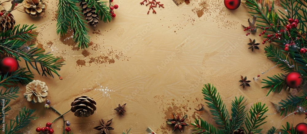 Aufkleber art and craft image background featuring eco friendly christmas decorations textures of wood and pap