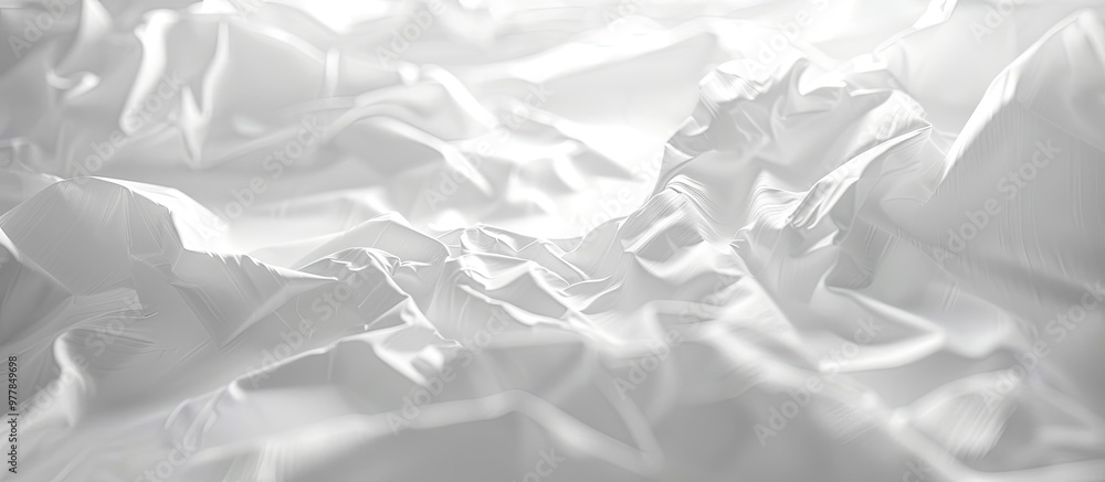 Poster wrinkled white tissue paper creates a blurred background. copy space image. place for adding text an