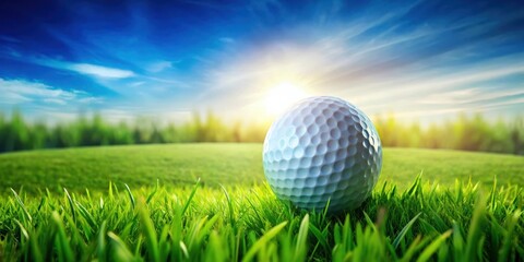 Golf rules concept with golf ball and word rules on green grass