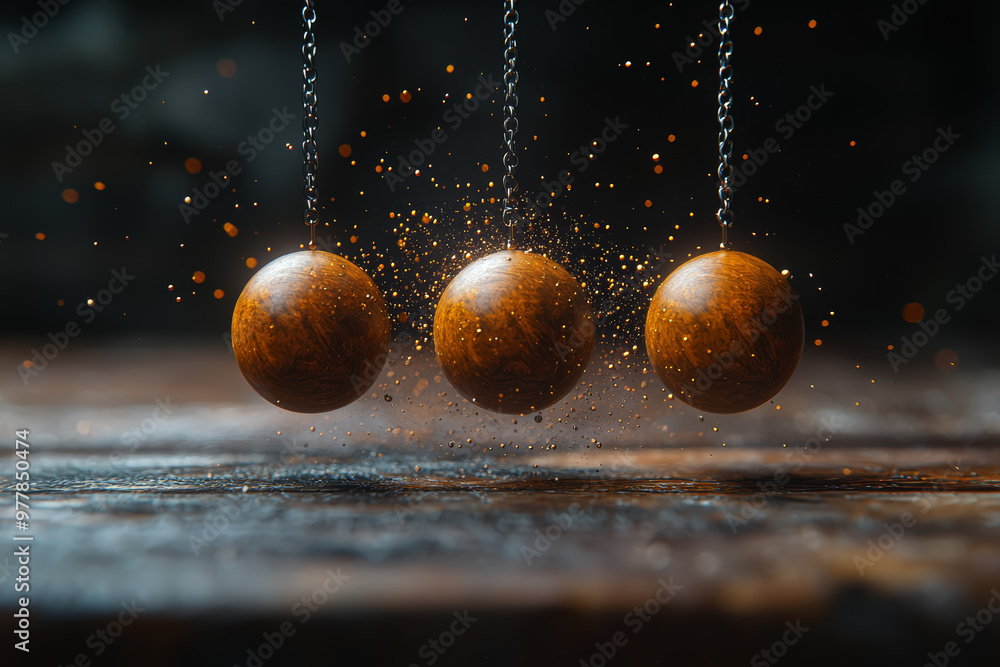Poster a pendulum swinging back and forth, its steady movement lulling into a peaceful state. concept of ti