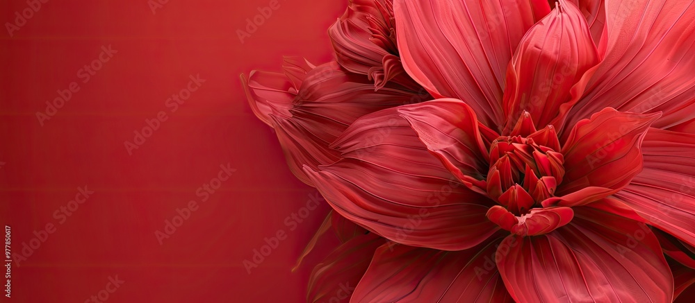 Poster attractive red flower for a background. copy space image. place for adding text and design