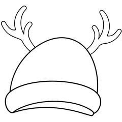 Santa Hat with Reindeer Antlers Vector Art