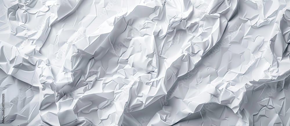 Poster white wrinkled crumpled paper background grunge texture backdrop. copy space image. place for adding
