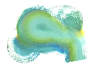 Fotobehang Hand drawn Acrylic smear brushstroke cloud blue, green blot. Abstract texture color stain painting  background. © Liliia
