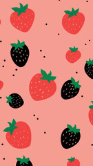 Colorful strawberries seamless pattern