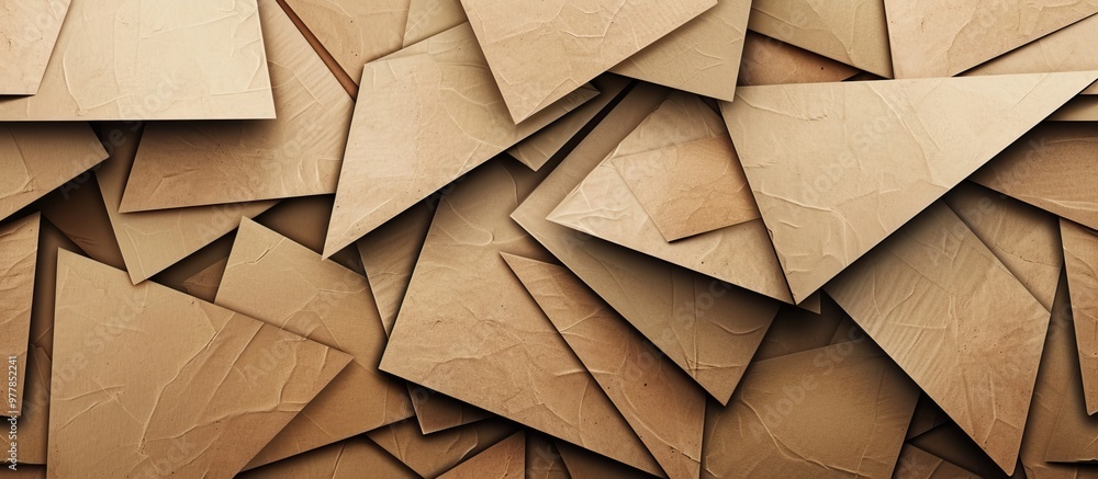 Poster abstract cardboard background stacked cut cardboard random background. copy space image. place for a