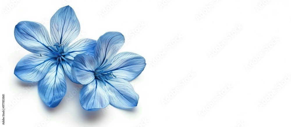 Poster oxypetalum flower isolated on a white background blue blooms. copy space image. place for adding tex