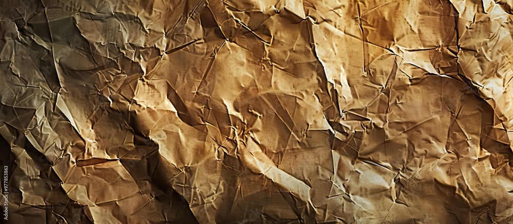 Poster crumpled brown paper texture background for design purposes. copy space image. place for adding text