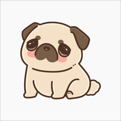 Fototapeta premium Cute cartoon pug illustration