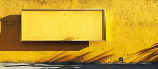 Empty billboard on a yellow concrete wall. Copy space image. Place for adding text and design