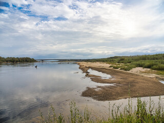15 September 2024, the Vistula River in Warsaw, Poland.  Before the flood in 2024, low water level...