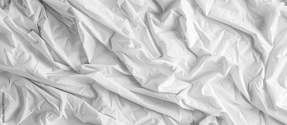Aufkleber white wrinkled bedsheet or fabric texture with a rippled surface background unmade bedsheet or after