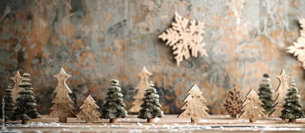 Aufkleber art and craft image background featuring eco friendly christmas decorations textures of wood and pap