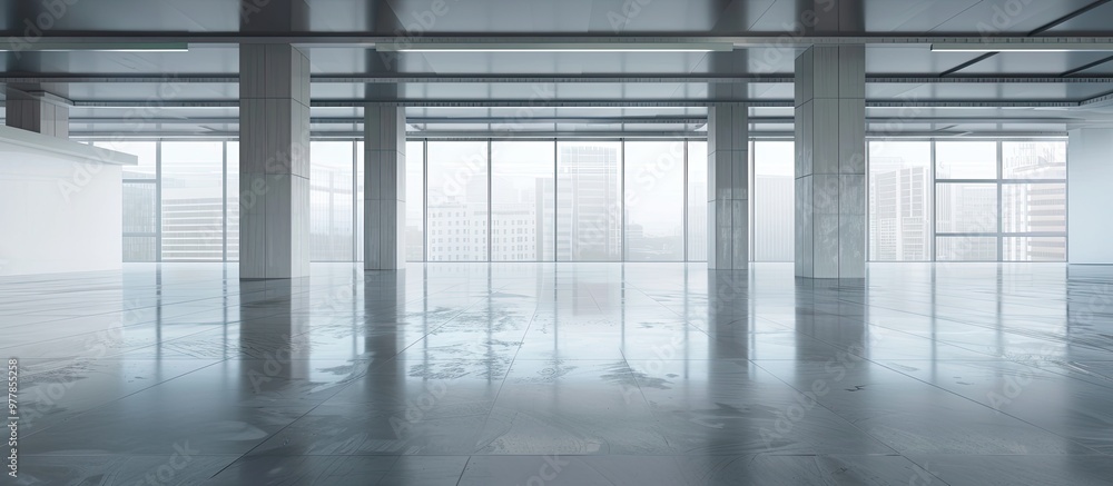 Poster vacant floor in a contemporary office building. copy space image. place for adding text and design