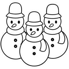 Three Snowmen with Scarves and Hats – Vector Art