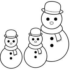 Three Snowmen with Scarves and Hats – Vector Art