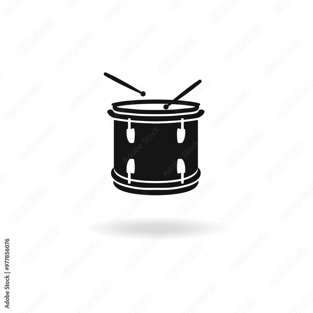 Poster drum instrument vector icon. set of hand drums and drums with sticks vector. folk instruments percus