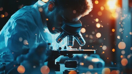 Scientist Examining Under a Microscope