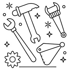 Santa's Workshop Tools with Holiday Flair - Vector Art