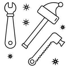 Santa's Workshop Tools with Holiday Flair - Vector Art