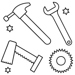 Santa's Workshop Tools with Holiday Flair - Vector Art