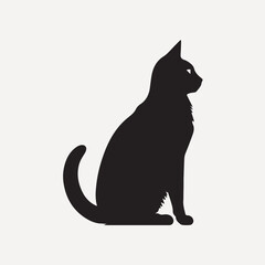 Silhouette cat profile vector illustration