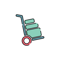 Hand Trolley Icon Vector. Lineal or Linear Color.

