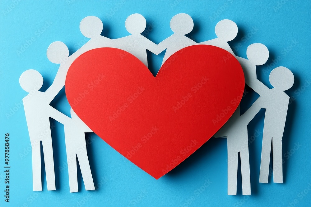 Poster silhouettes standing in a glowing cave with a heart symbolizing unity emotional strength and the pow