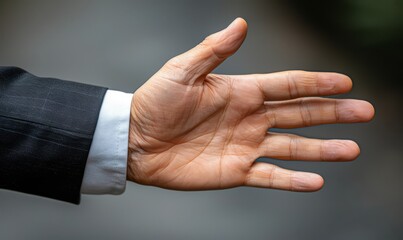 A hand of a businessman showing STOP