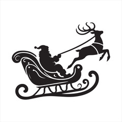 Santa Sleigh silhouette vector