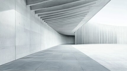 Obraz premium Modern architecture with curved concrete elements in a minimalist urban setting