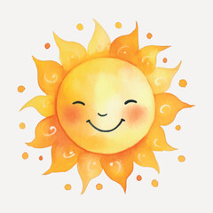 Smiling sun watercolor illustration