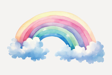 Colorful watercolor rainbow illustration