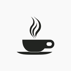 Minimalist steaming coffee cup icon