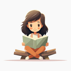 Cute child reading book illustration