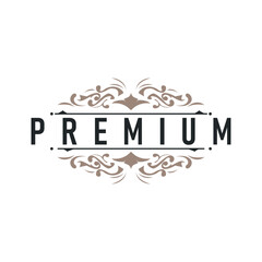 luxury simple line ornament decoration logo design with vintage retro illustration templet