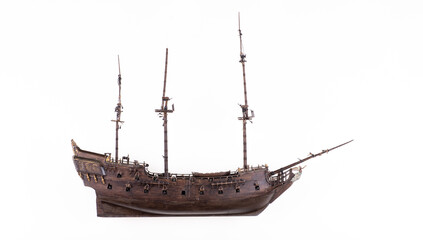 wooden pirate ship isolated on white background © serikbaib