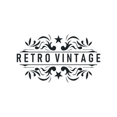 luxury simple line ornament decoration logo design with vintage retro illustration templet