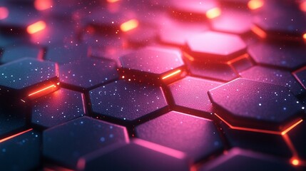 an Hexagonal 3D abstract background with interlocking geometric shapes and soft lighting.