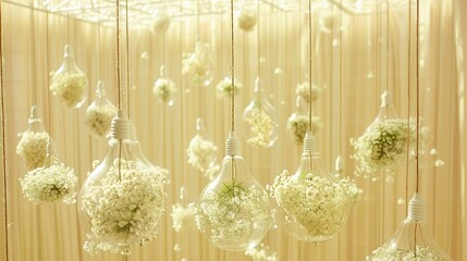 Lightbulb Vases for Baby's Breath and white flowers
