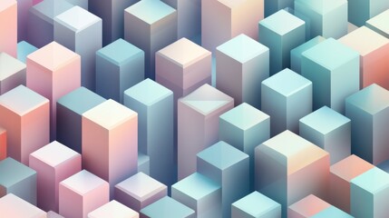 Fototapeta premium Isometric Grid Art- A three-dimensional isometric grid pattern of cubes and hexagons in a pastel palette