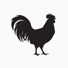 Silhouette rooster farm animal icon