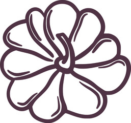 Whimsical hand drawn pumpkin in black outline. Minimalist vector design. Flatlay. Halloween and autumn decoration. Clipart illustratoon