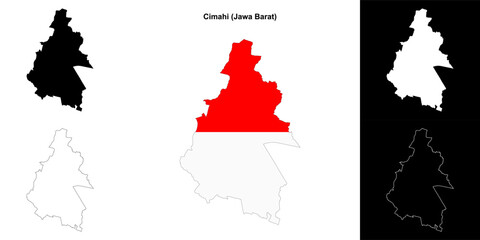 Cimahi blank outline map set