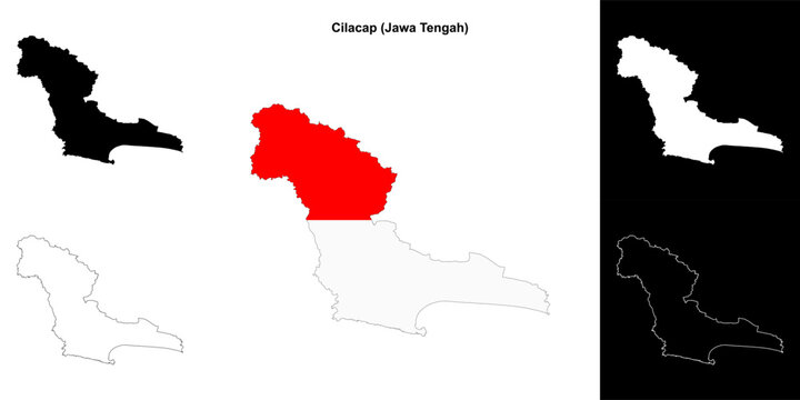 Cilacap blank outline map set