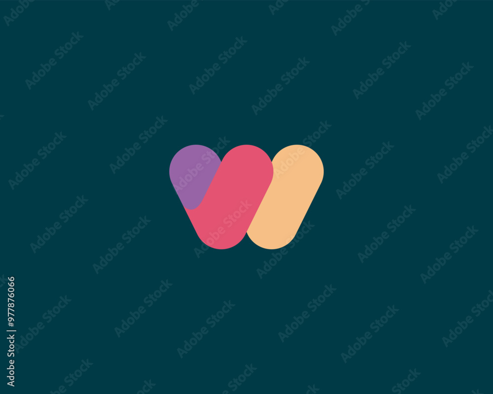 Poster a letter w logo from simple abstract colorful shapes. creative monogram initial vector sign logotype