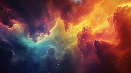 Obraz premium A Cosmic Landscape of Vivid Nebulae and Twinkling Stars