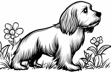 Fototapeta premium Cute coloring page featuring a playful dog for kids creativity.